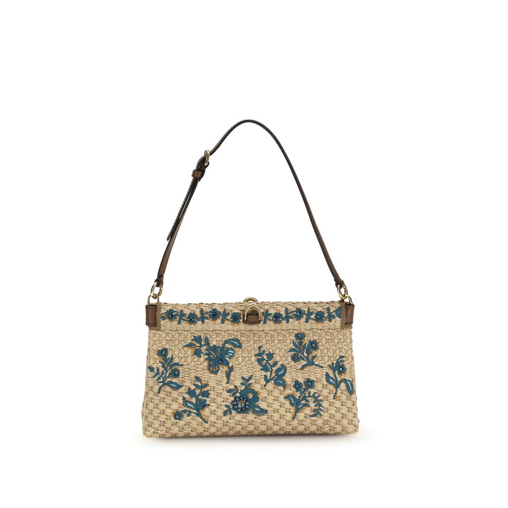 Beige Viscose Shoulder Bag