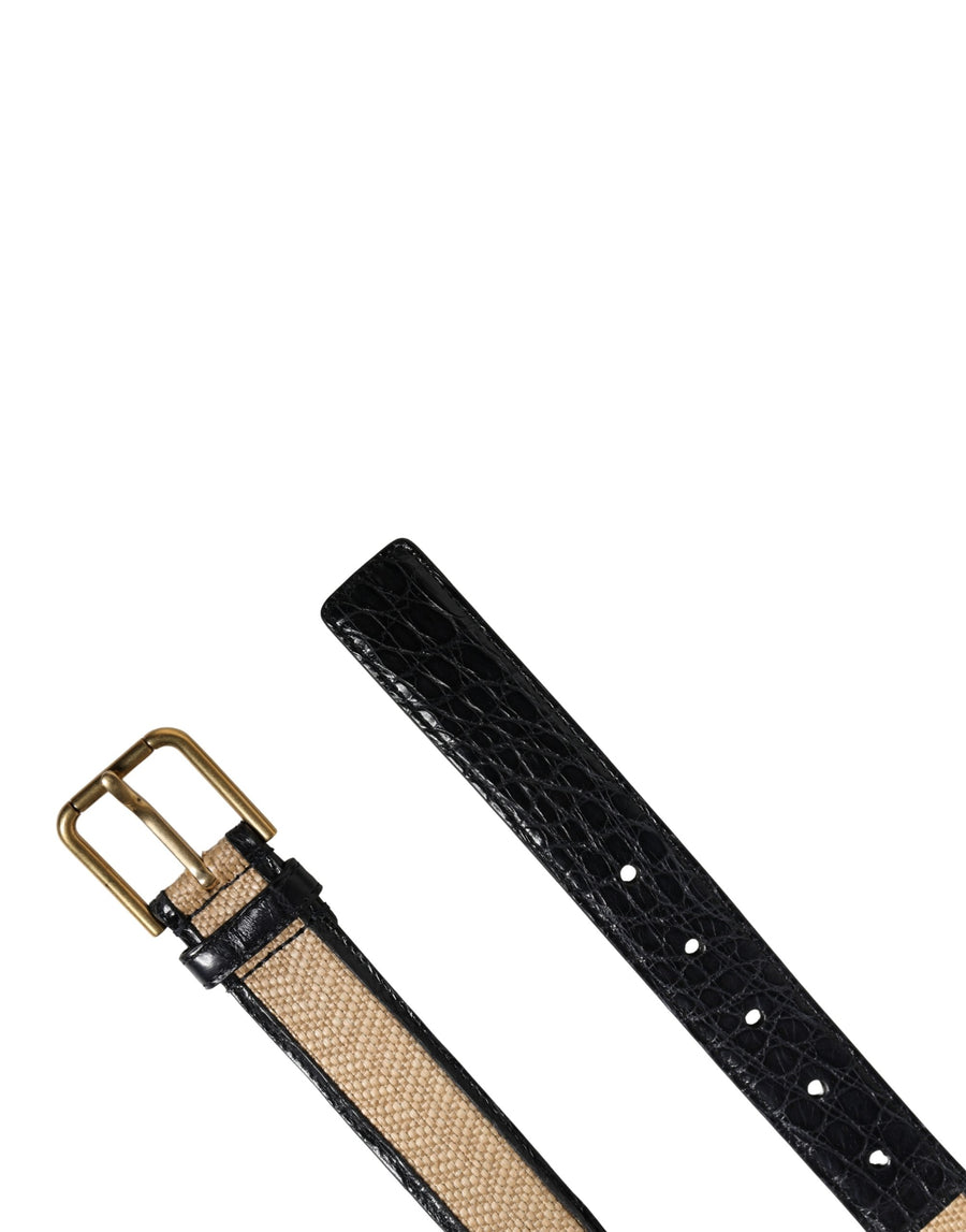 Dolce & Gabbana 100% Caiman Leather; Lining: 100% Calf Leather belt in beige