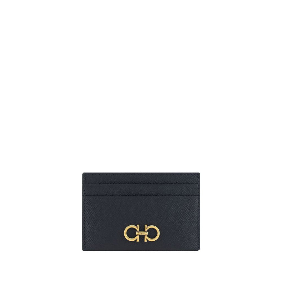 Ferragamo 100% Calf Leather Bos Taurus card case in black