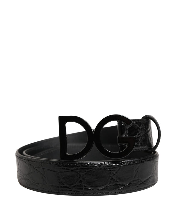 Dolce & Gabbana 100% Caiman Leather with 100% Calf Leather lining belt in black