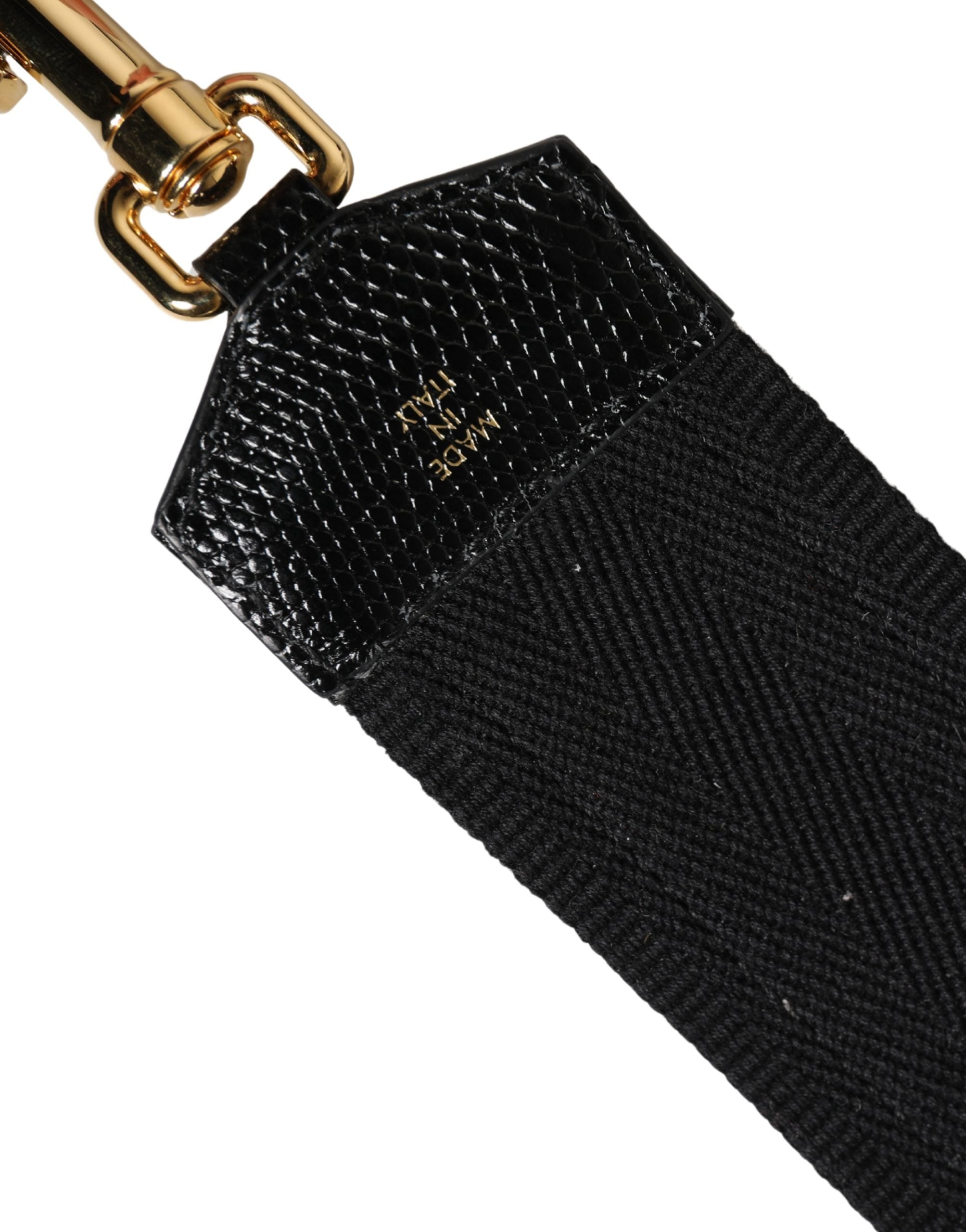 White Gold Logo Print Brass Bag Accessory Shoulder Strap Cotton Polyester Lamb Calf