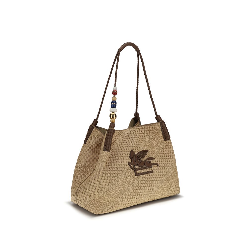Etro 100% Raffia shoulder bag in beige — view 2