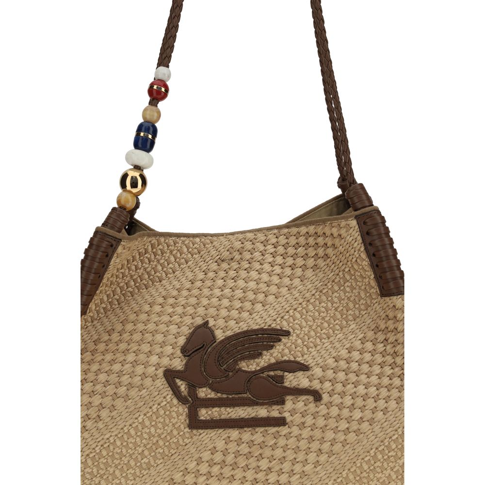 Etro 100% Raffia shoulder bag in beige — view 4