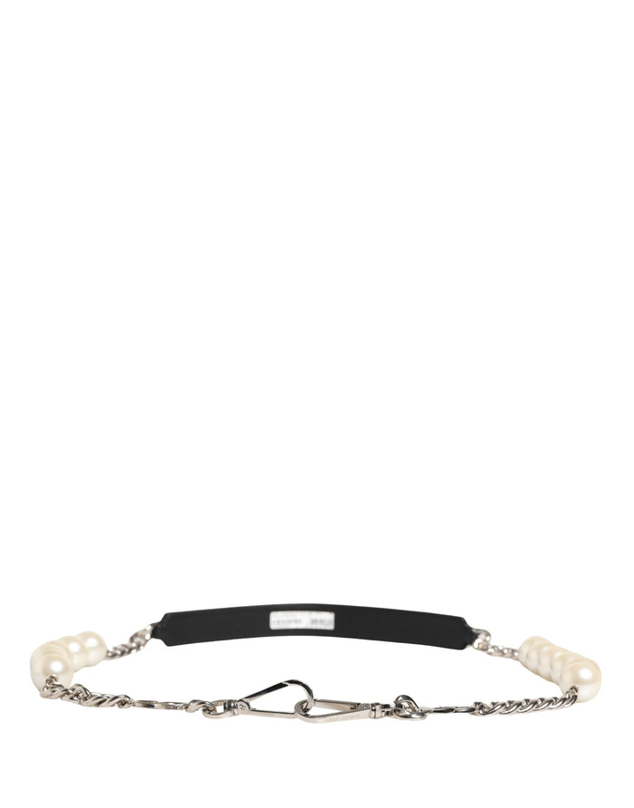 Black Leather Silver Chain Bag Accessory Shoulder Strap | Zamak Real Brass Plastic 40lf