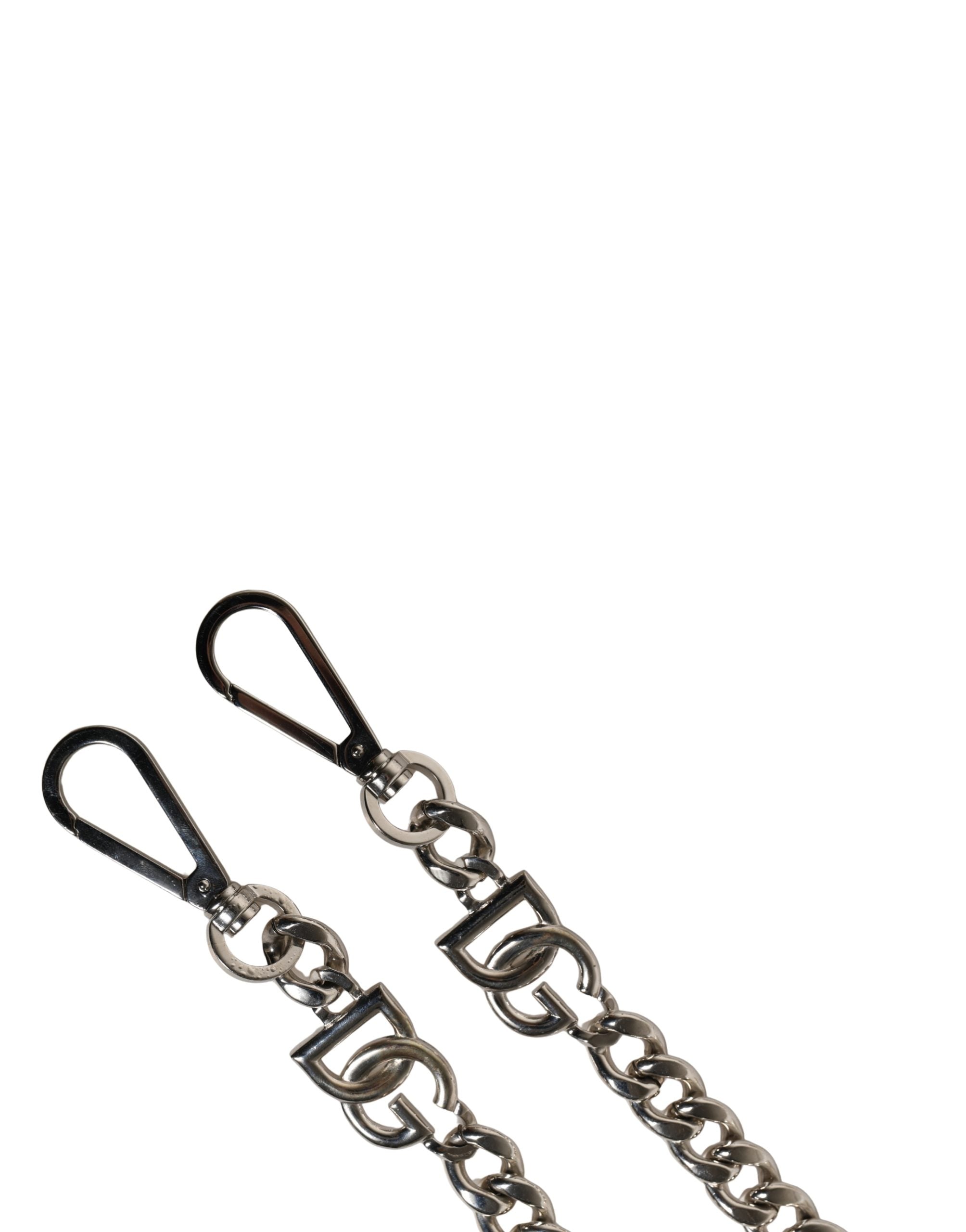 Black Leather Silver Chain Bag Accessory Shoulder Strap | Zamak Real Brass Plastic 40lf