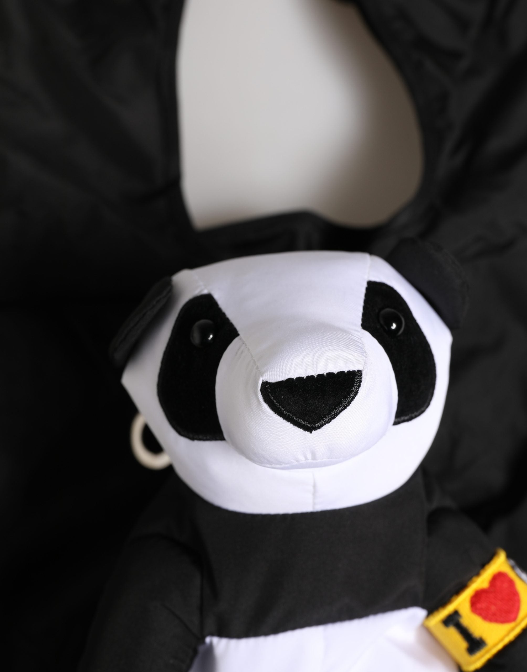 Men Black Polyester Panda Stuffed Ecobag Bag Accessory