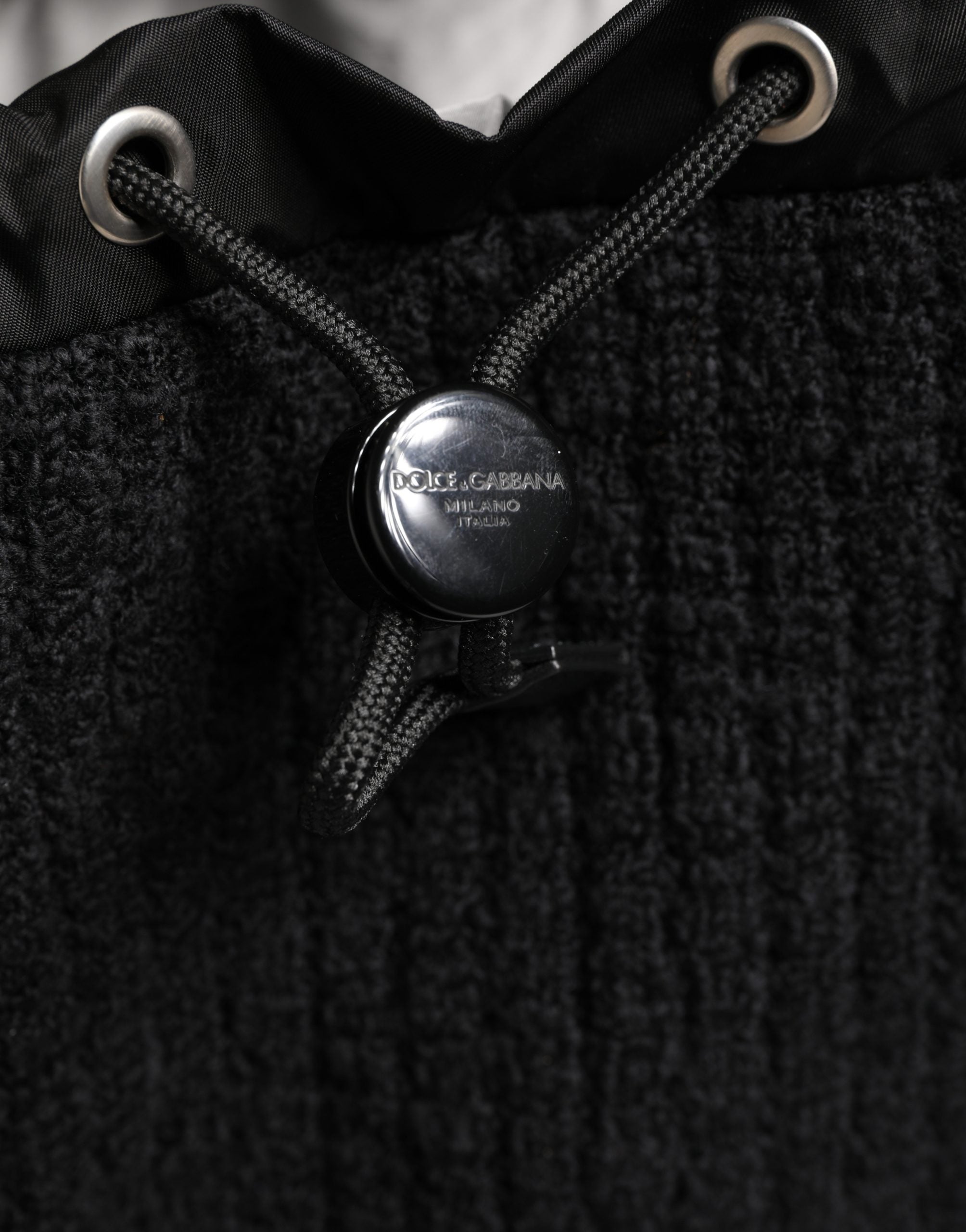 Black Tricot Wool Blend Duffel Backpack Travel Borse Bag Accessory
