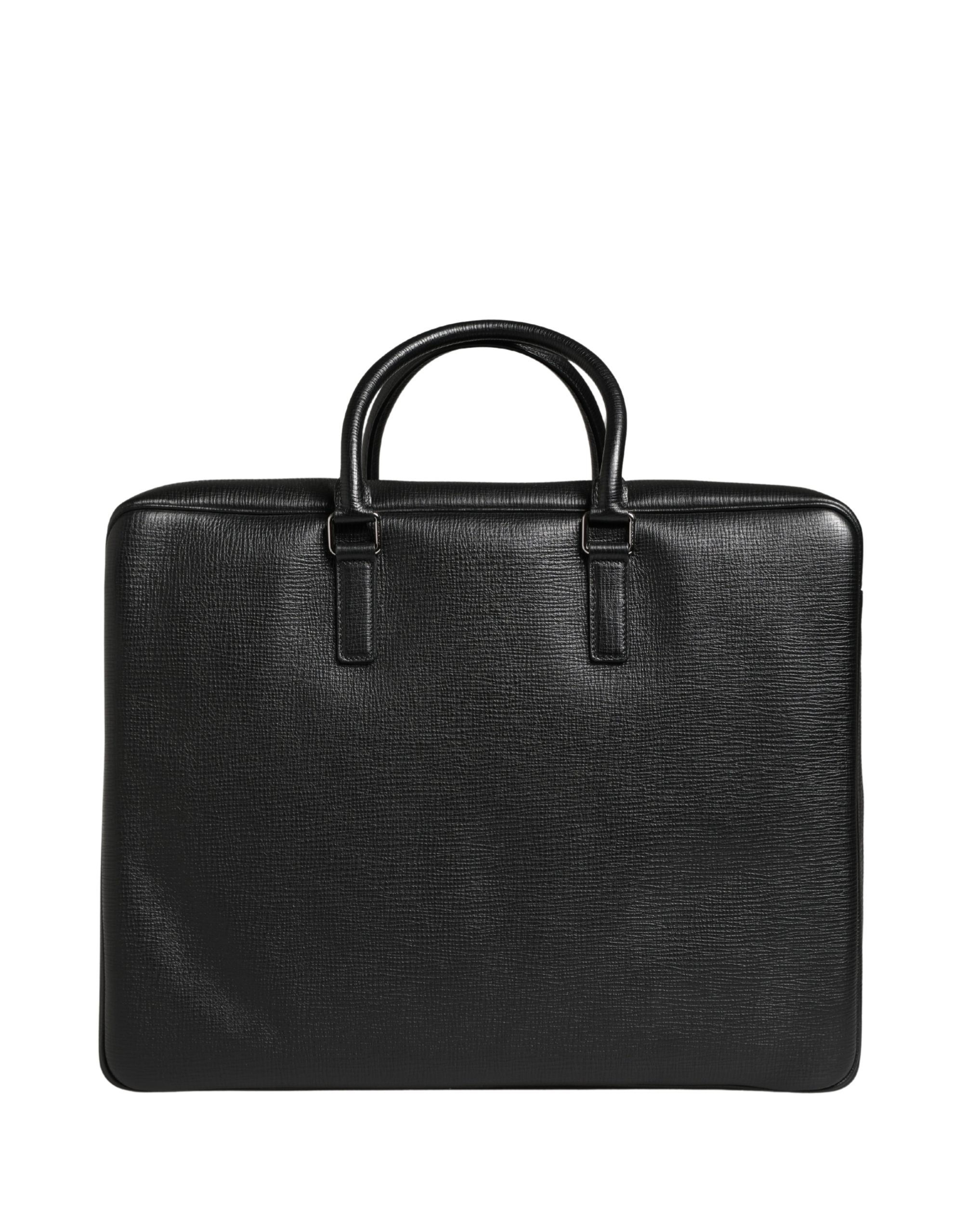 Black Car Man Applique Leather Weekender Borse Bag Calf Accessory