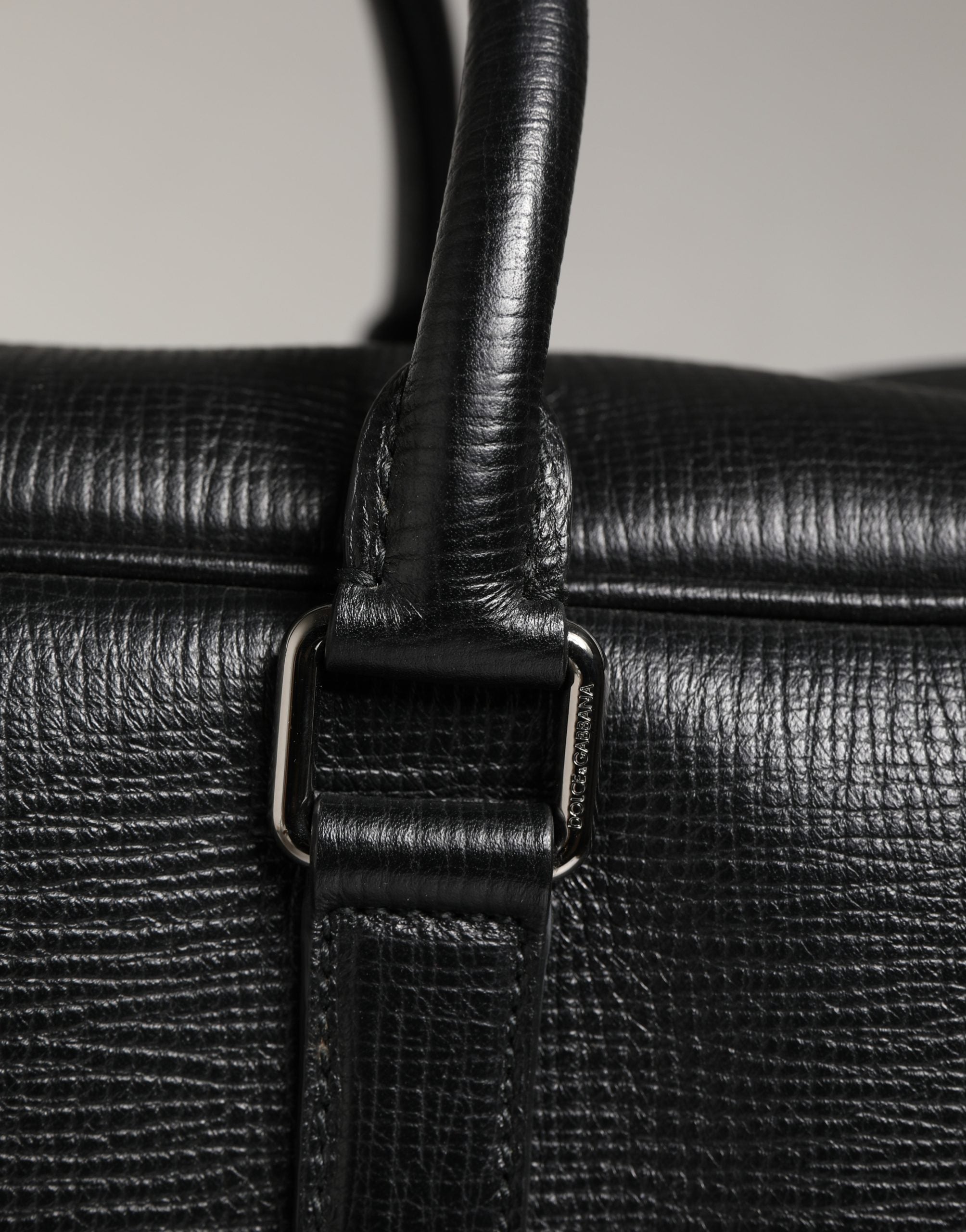 Black Car Man Applique Leather Weekender Borse Bag Calf Accessory