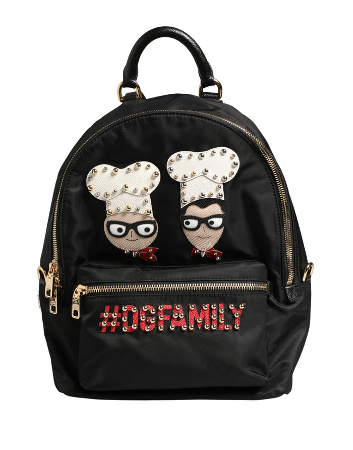 Vulcano Black Nylon #dgfamily Embellished Backpack Bag Acrylic Calf Accessory