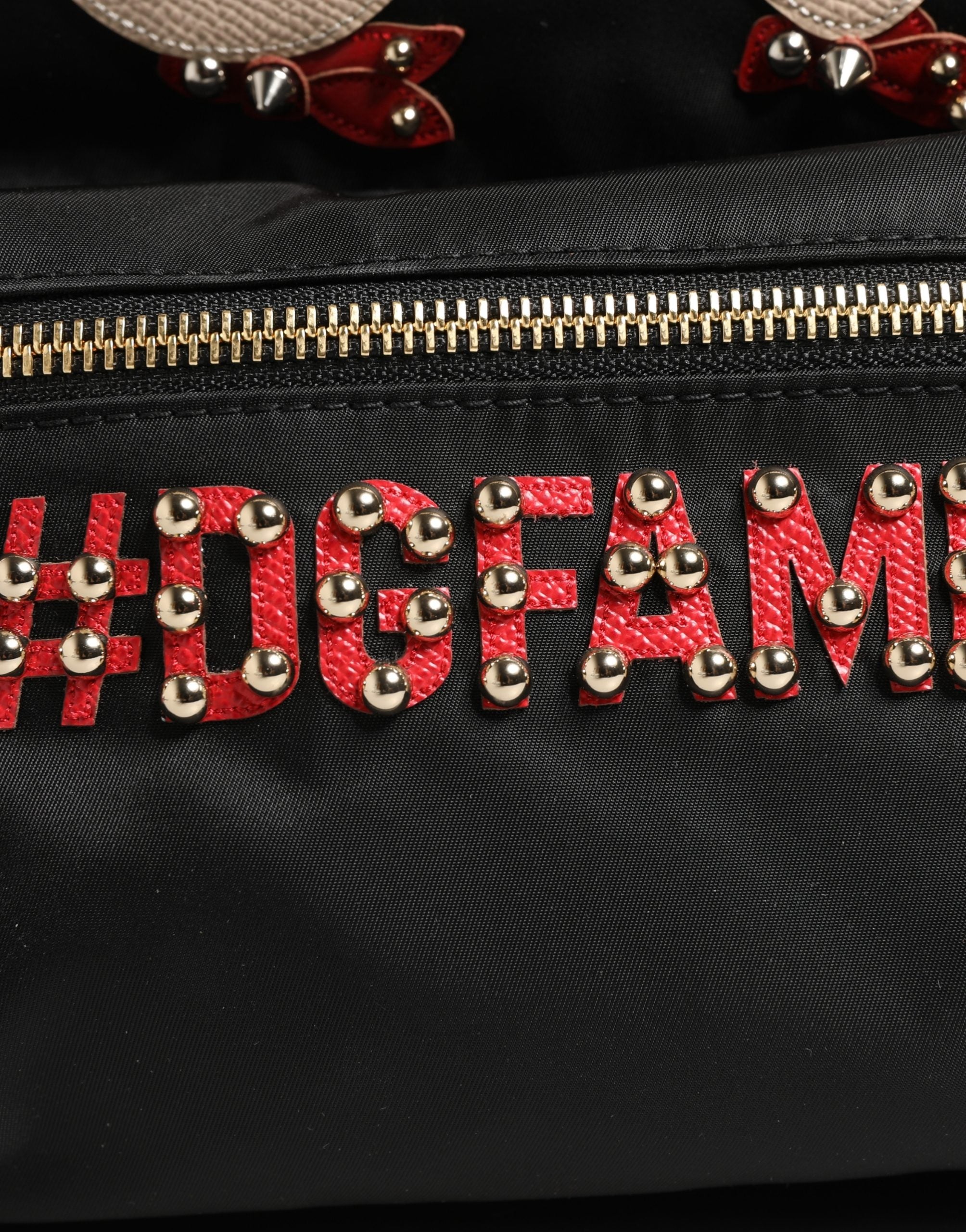 Vulcano Black Nylon #dgfamily Embellished Backpack Bag Acrylic Calf Accessory