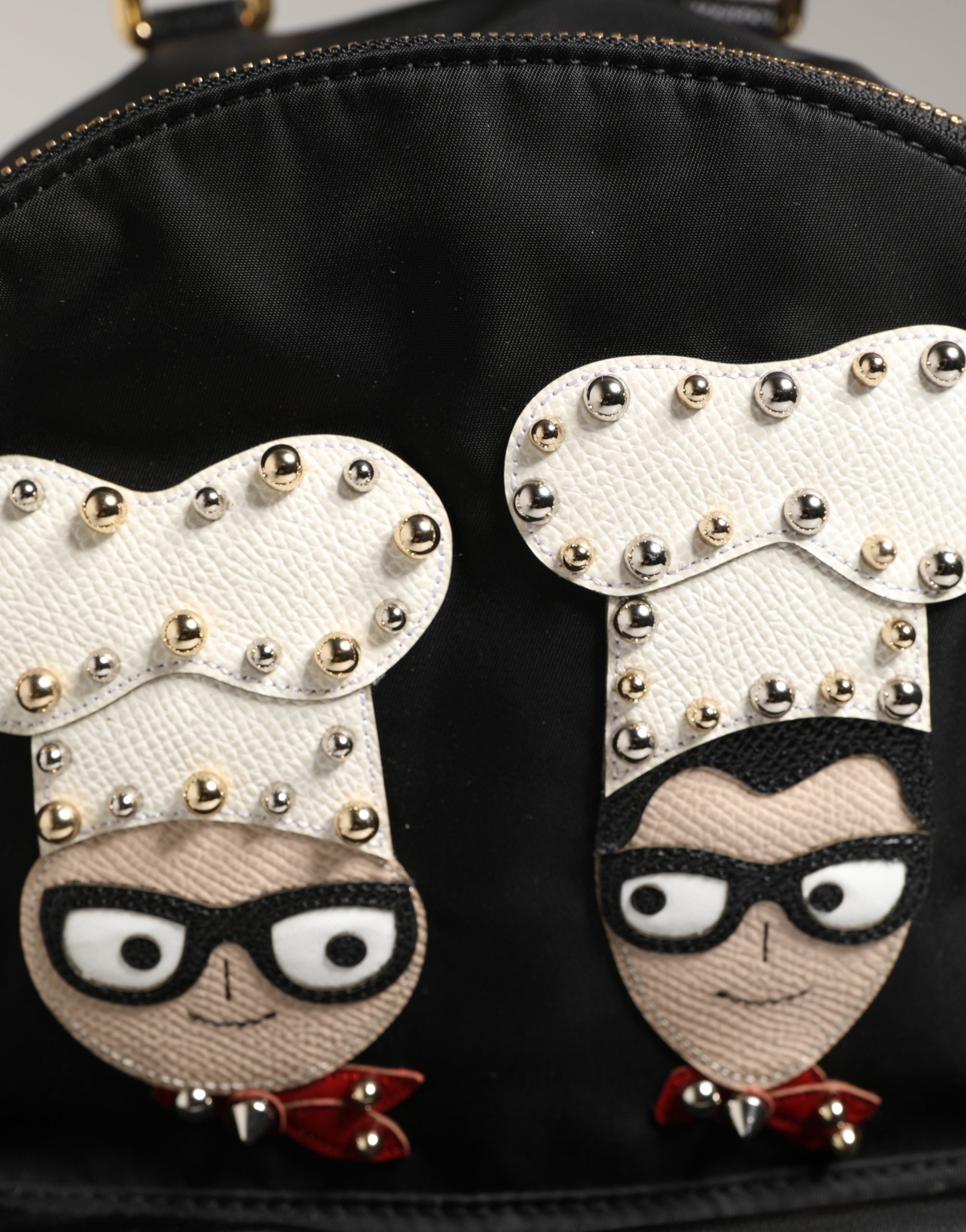 Vulcano Black Nylon #dgfamily Embellished Backpack Bag Acrylic Calf Accessory