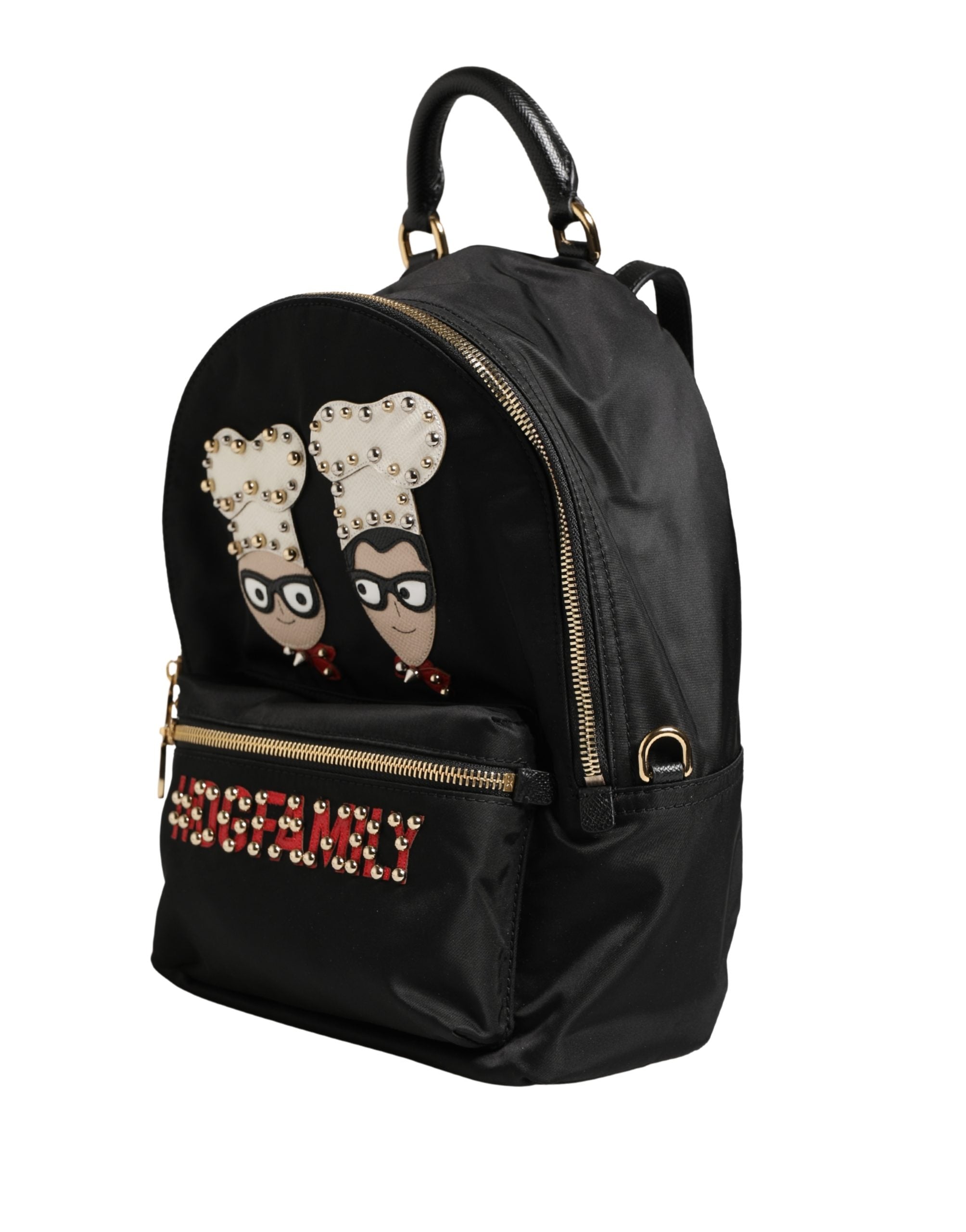 Vulcano Black Nylon #dgfamily Embellished Backpack Bag Acrylic Calf Accessory