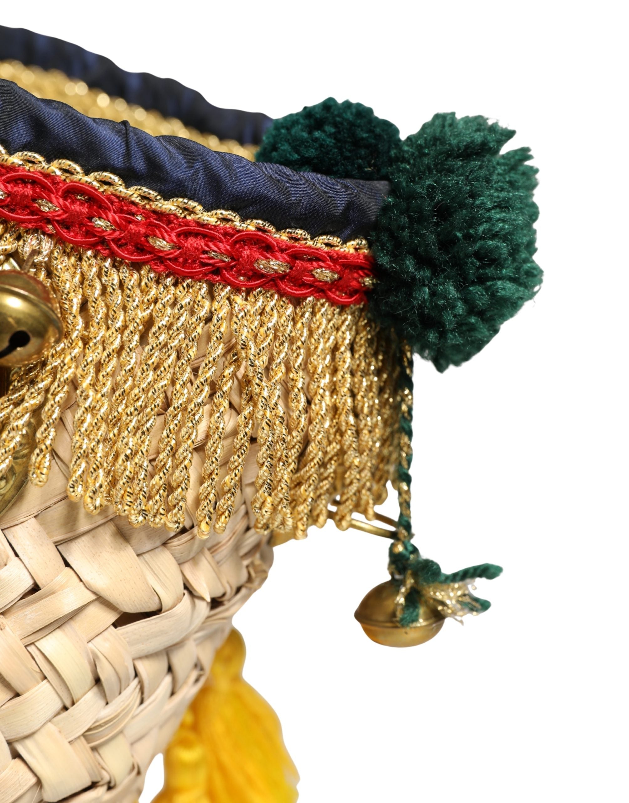 Multicolor Woven Straw Basket Embellished Sicily Bag Accessory