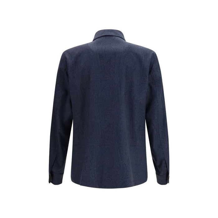 Etro Outer: 100% Wool Ovis Aries; Inner: 52% Viscose 48% Acetate overshirt in navy — view 2