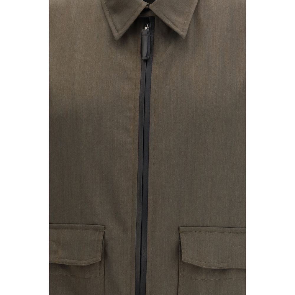 Brioni 100% Wool jacket in brown — view 3