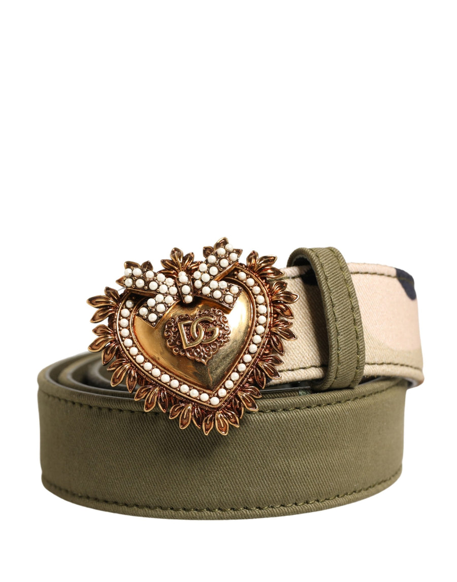 Dolce & Gabbana 100% Cotton with 100% Calf Leather lining belt in green
