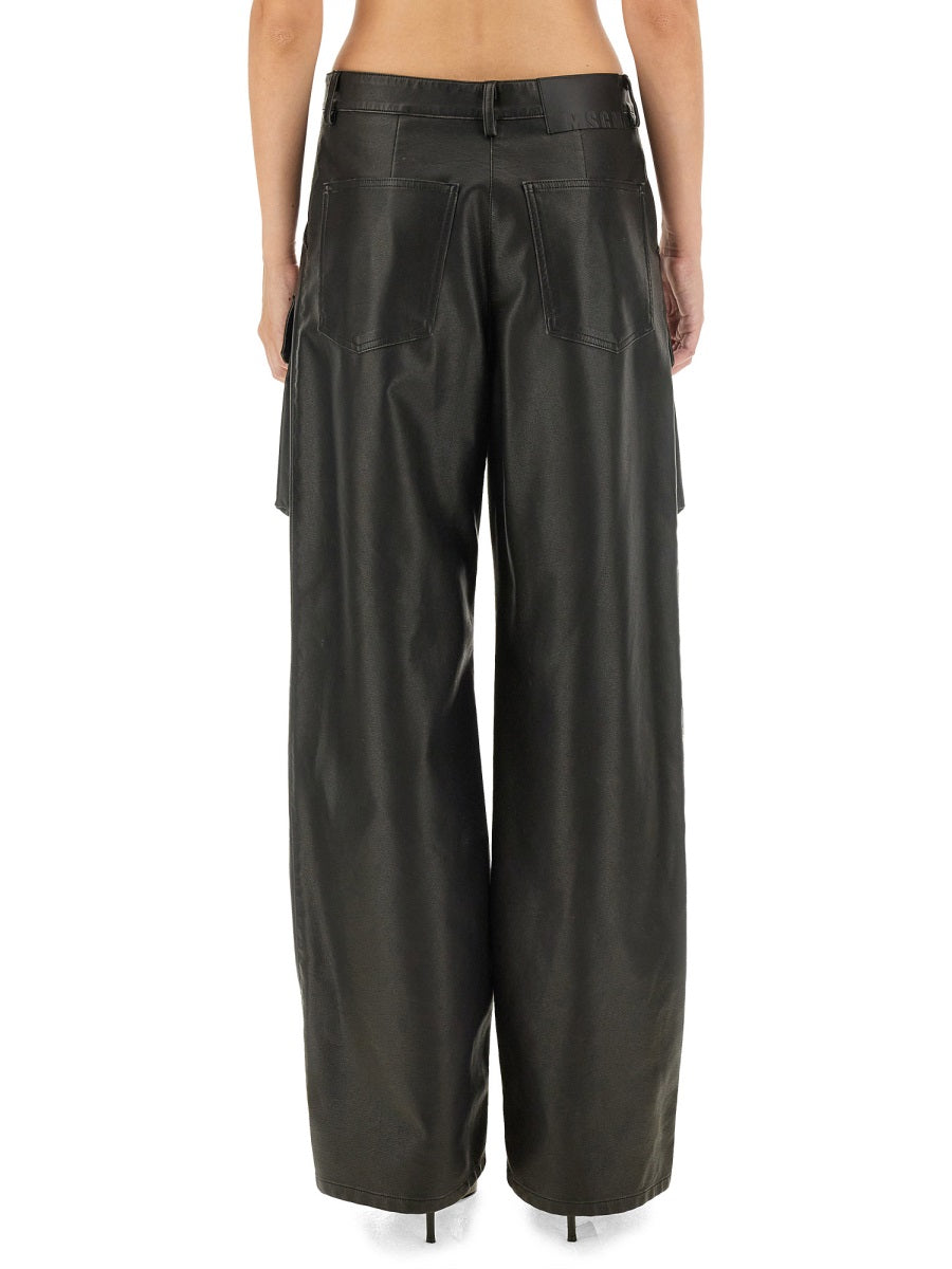 Cargo Pants Black Viscose Trousers