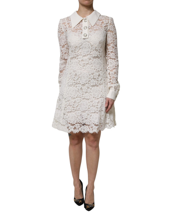 Dolce & Gabbana 9% Acetate 40% Cotton 1% Elastane 6% Nylon 44% Viscose dress in white