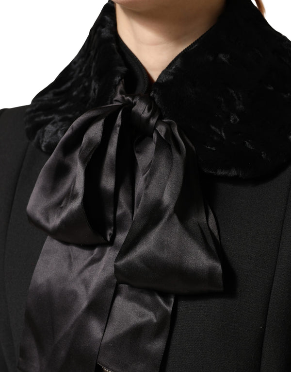 Dolce & Gabbana 100% Lamb Fur shawl in black