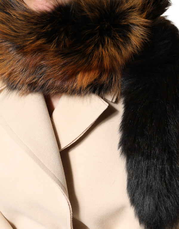 Dolce & Gabbana 100% Red Fox Fur; 100% Cashmere lining scarf in brown