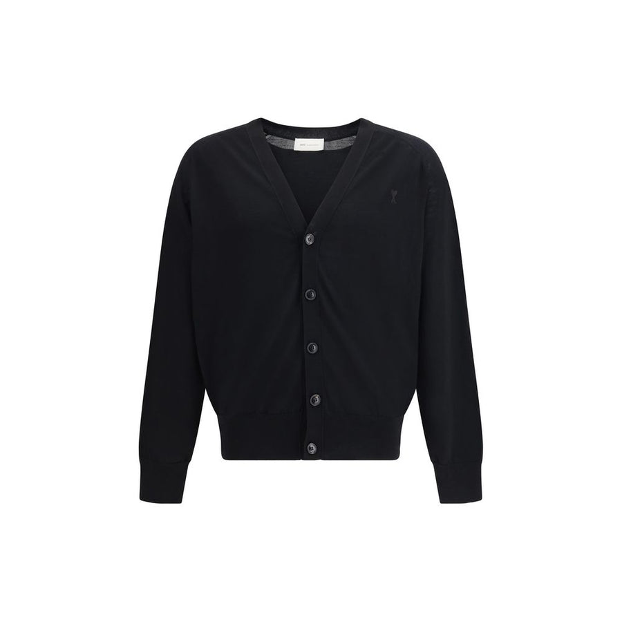 AMI Paris 100% Merino Wool cardigan in black