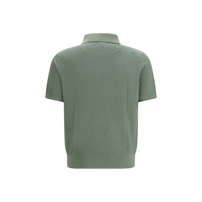 Brioni 57% Cotton 34% Silk 9% Kashmir/capra Hircus polo shirt in green — view 2