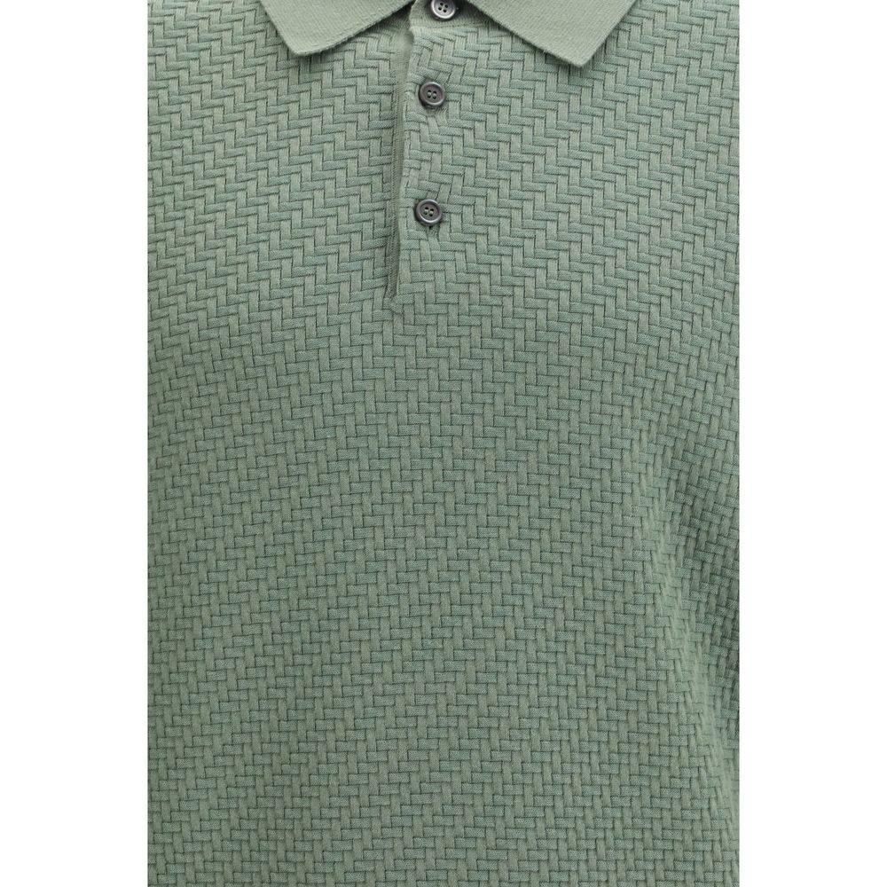 Brioni 57% Cotton 34% Silk 9% Kashmir/capra Hircus polo shirt in green — view 3