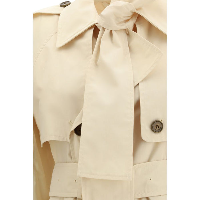 Beige Polyester Trench Coat Clothing