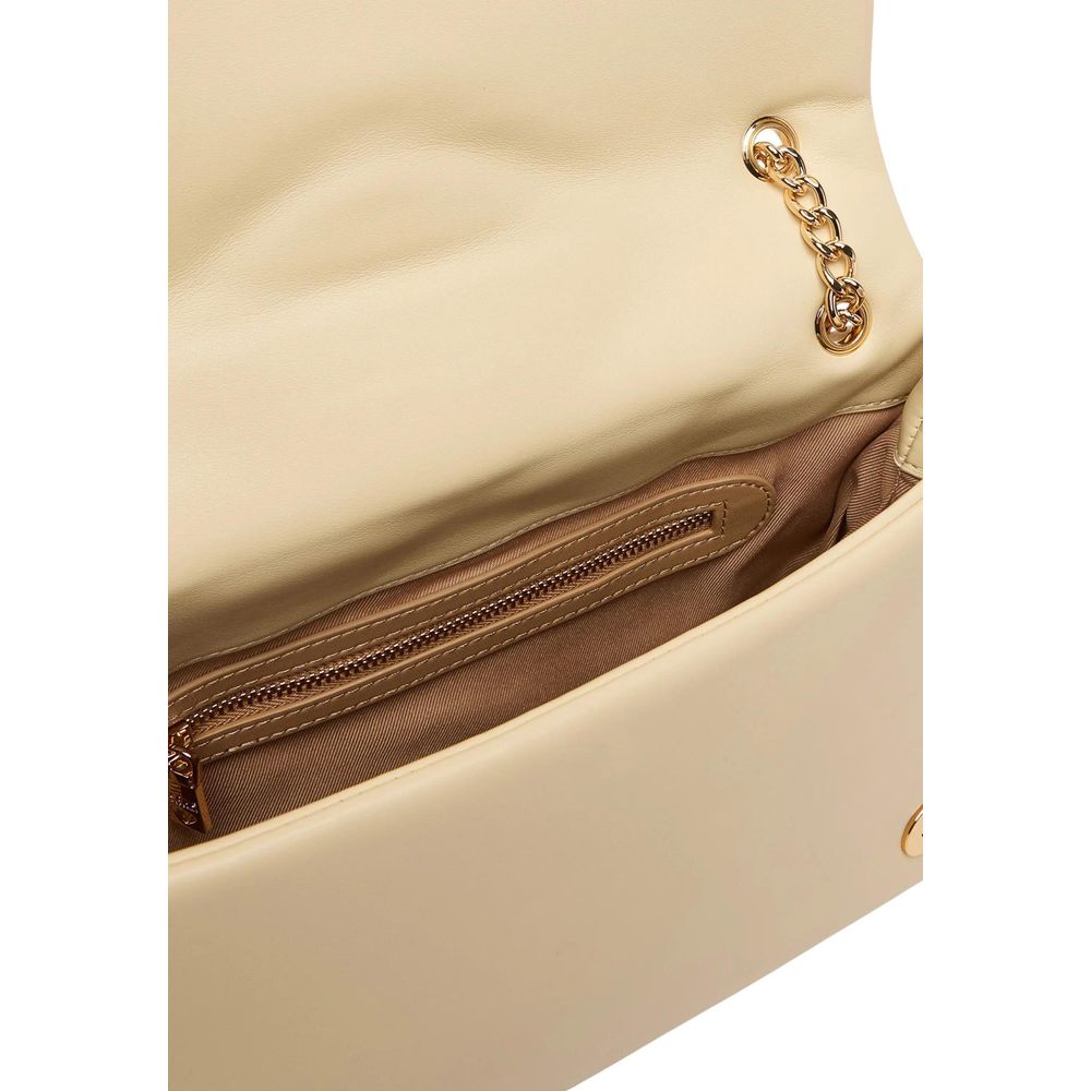 Beige Artificial Leather Handbag Bag