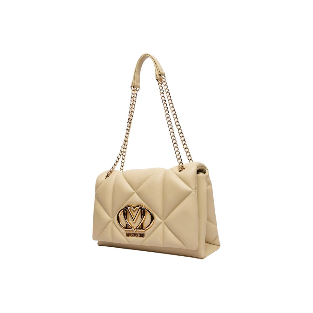 Beige Artificial Leather Handbag Bag