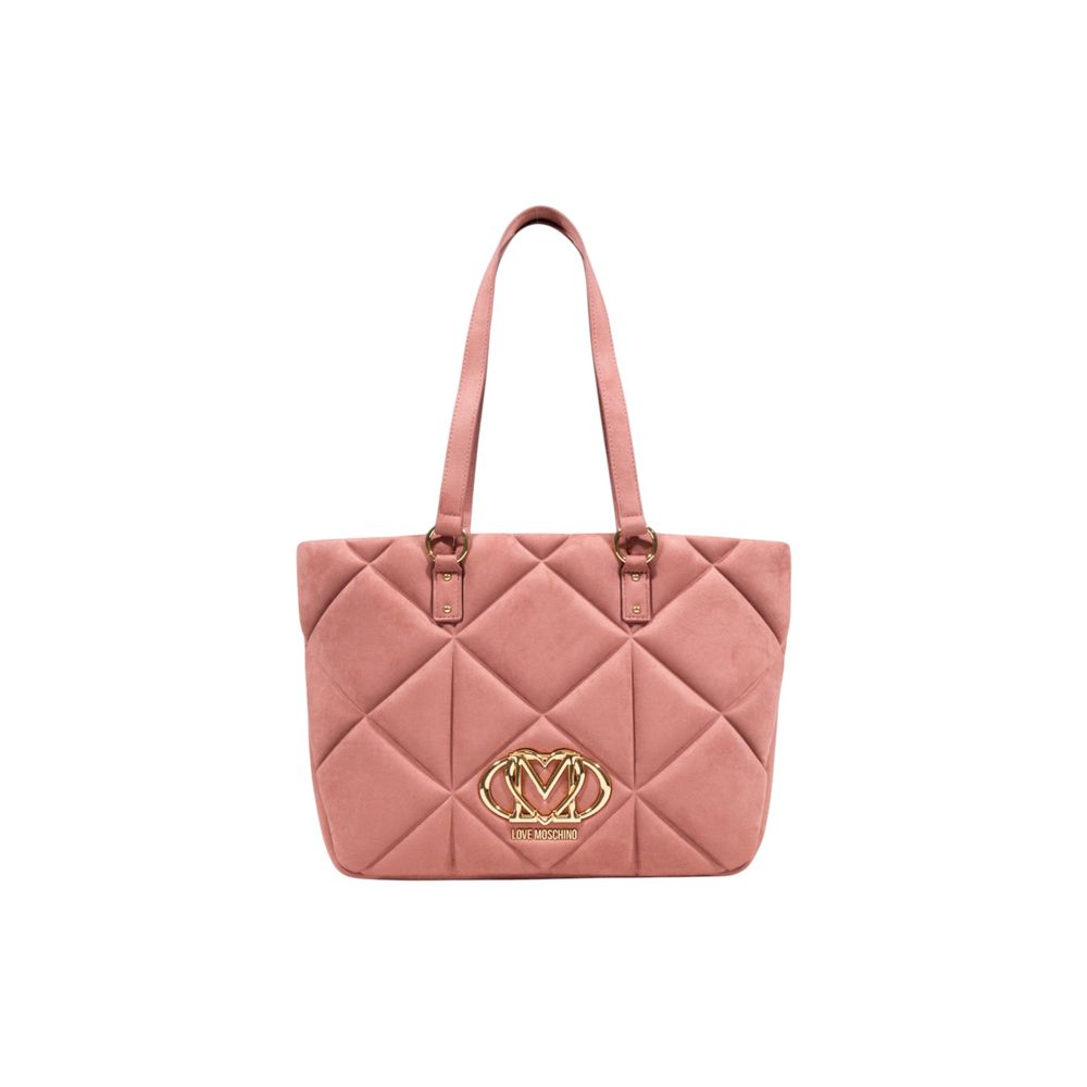 Pink Suede Leather Handbag Bag