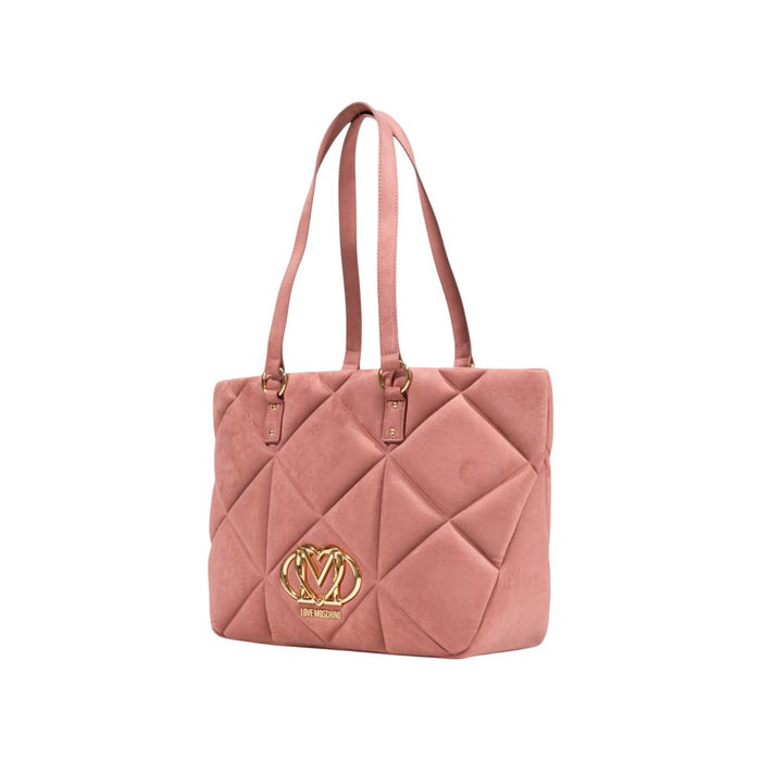 Pink Suede Leather Handbag Bag