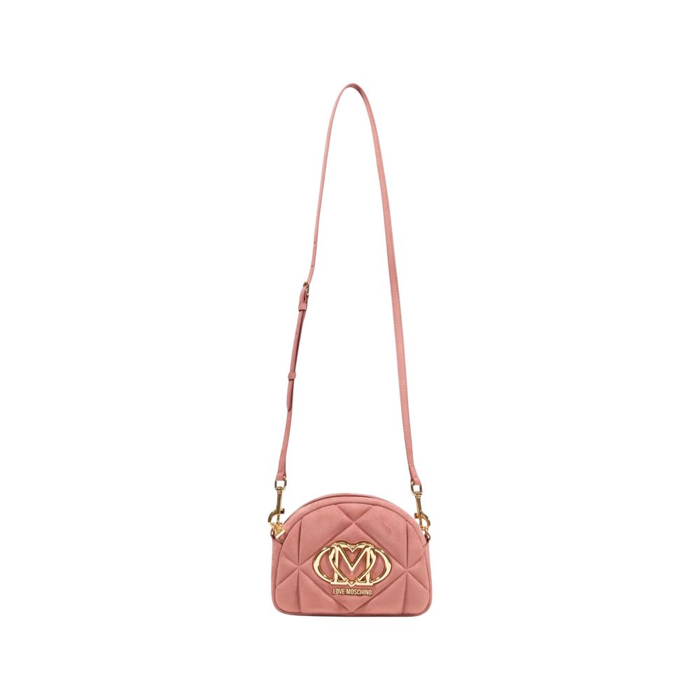 Pink Suede Leather Handbag Bag