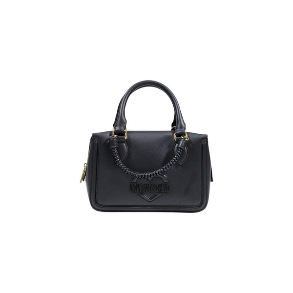 Love Moschino 100% polyurethane top handle bag in black