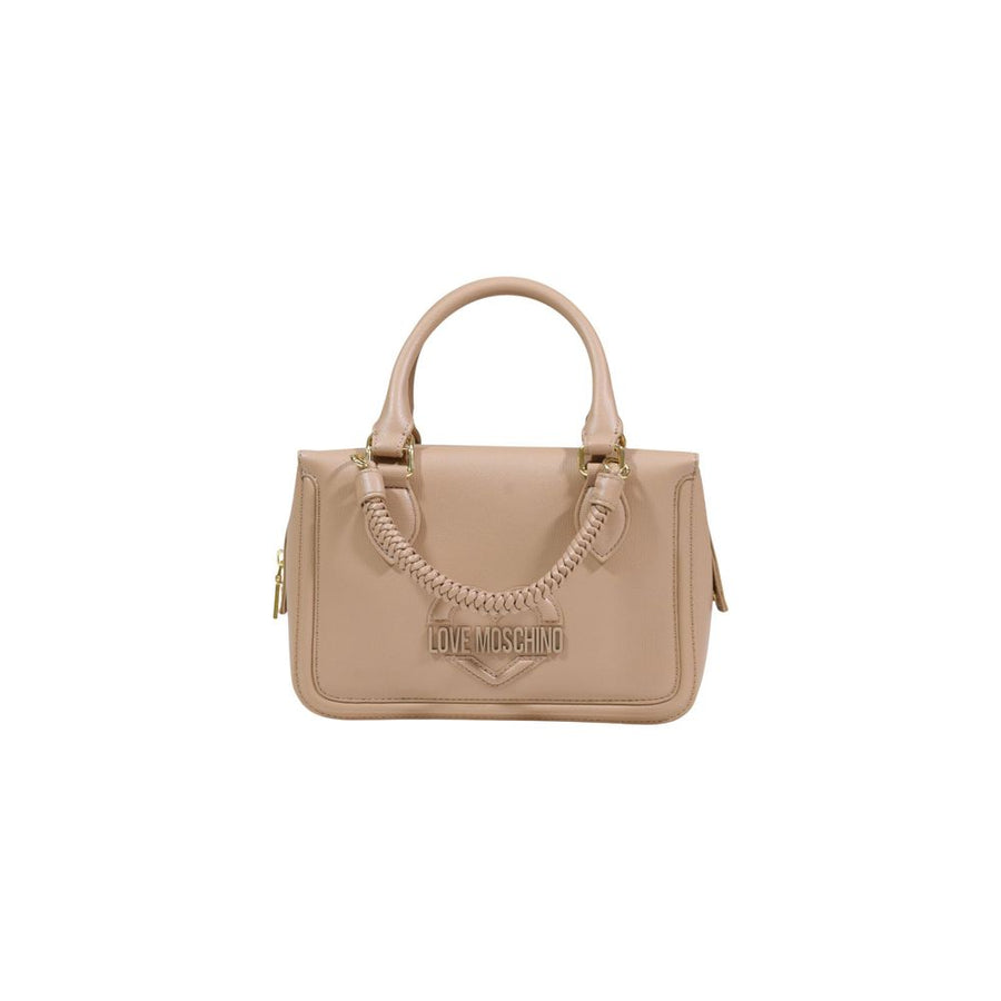 Love Moschino 100% polyurethane top handle bag in beige
