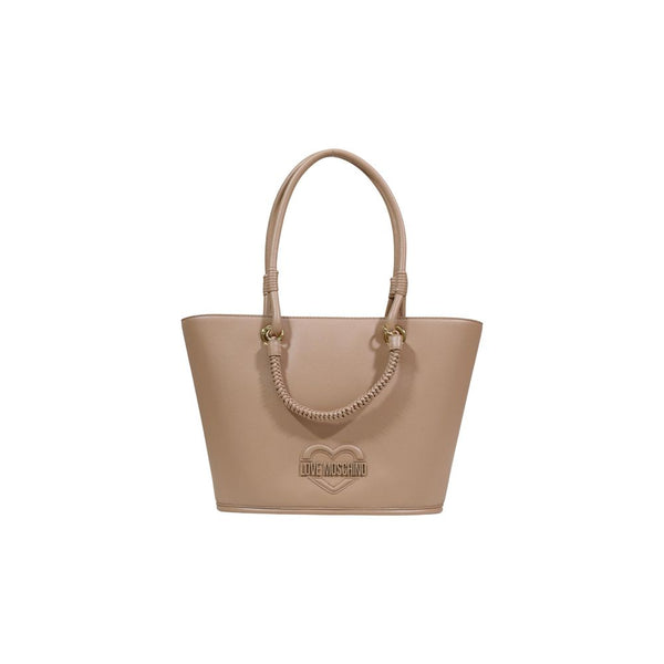 Love Moschino Polyurethane tote bag in beige