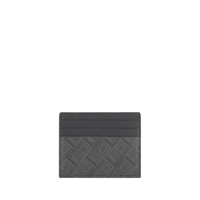 Ferragamo 100% Calf Leather Bos Taurus card case in gray — view 2