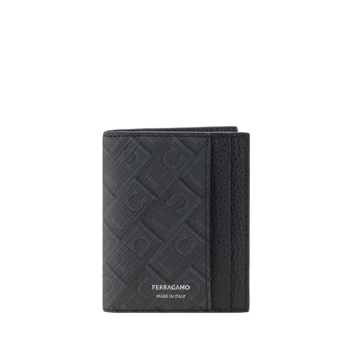 Ferragamo 10% Calf Leather Bos Taurus wallet in black