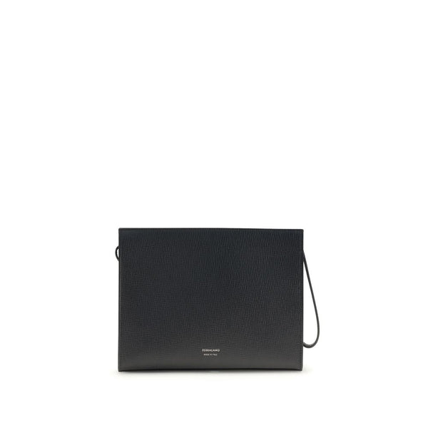 Ferragamo 100% Calf Leather Bos Taurus clutch in black
