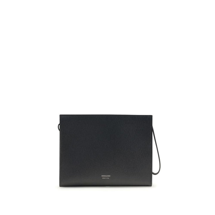 Ferragamo 100% Calf Leather Bos Taurus clutch in black