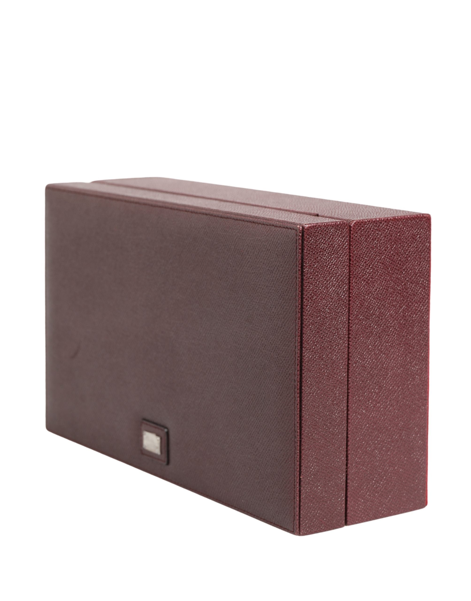 Brown Calf Leather Logo Plaque Storage Eyeglass Case Accessory