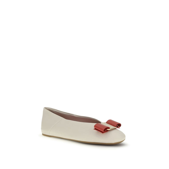 Ferragamo 100% Calf Leather Bos Taurus ballet flat in white — view 2