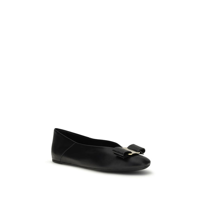 Ferragamo 100% Calf Leather Bos Taurus ballet flat in black — view 2