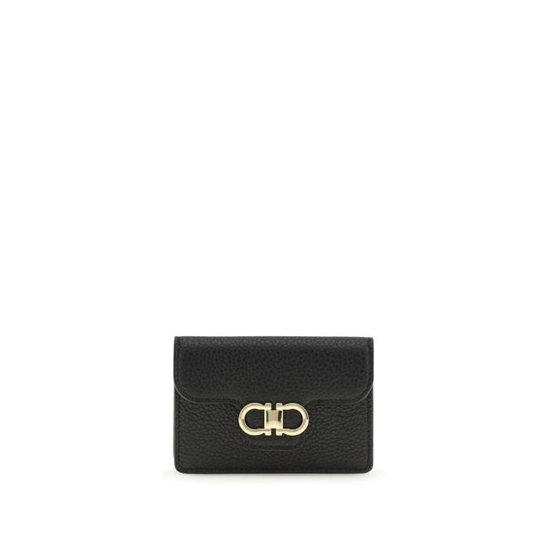 Ferragamo 100% Calf Leather Bos Taurus wallet in black