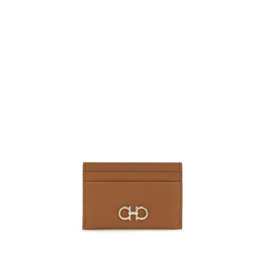 Ferragamo 100% Calf Leather Bos Taurus card case in brown