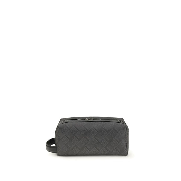 Ferragamo 100% Calf Leather Bos Taurus travel wallet in black