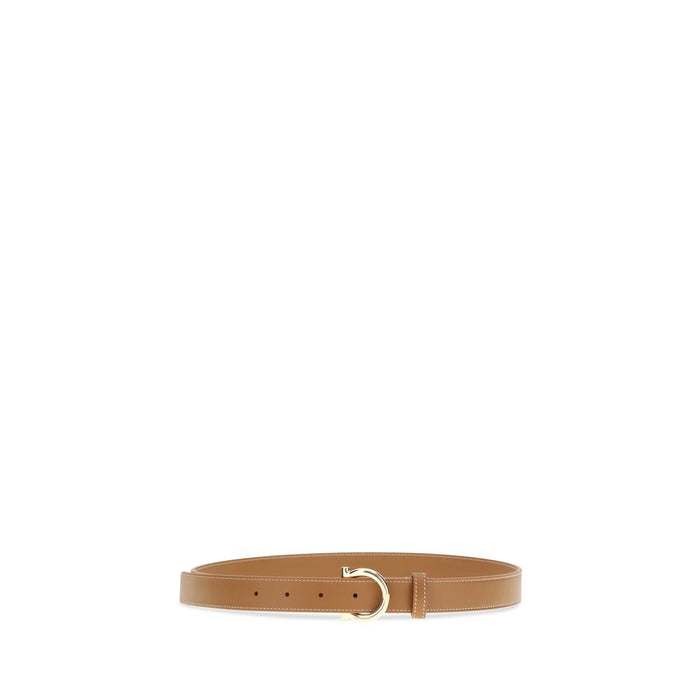 Ferragamo 100% Calf Leather Bos Taurus belt in beige — view 2
