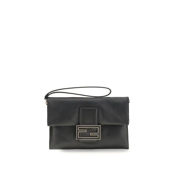 Fendi 100% lamb nappa leather clutch in black