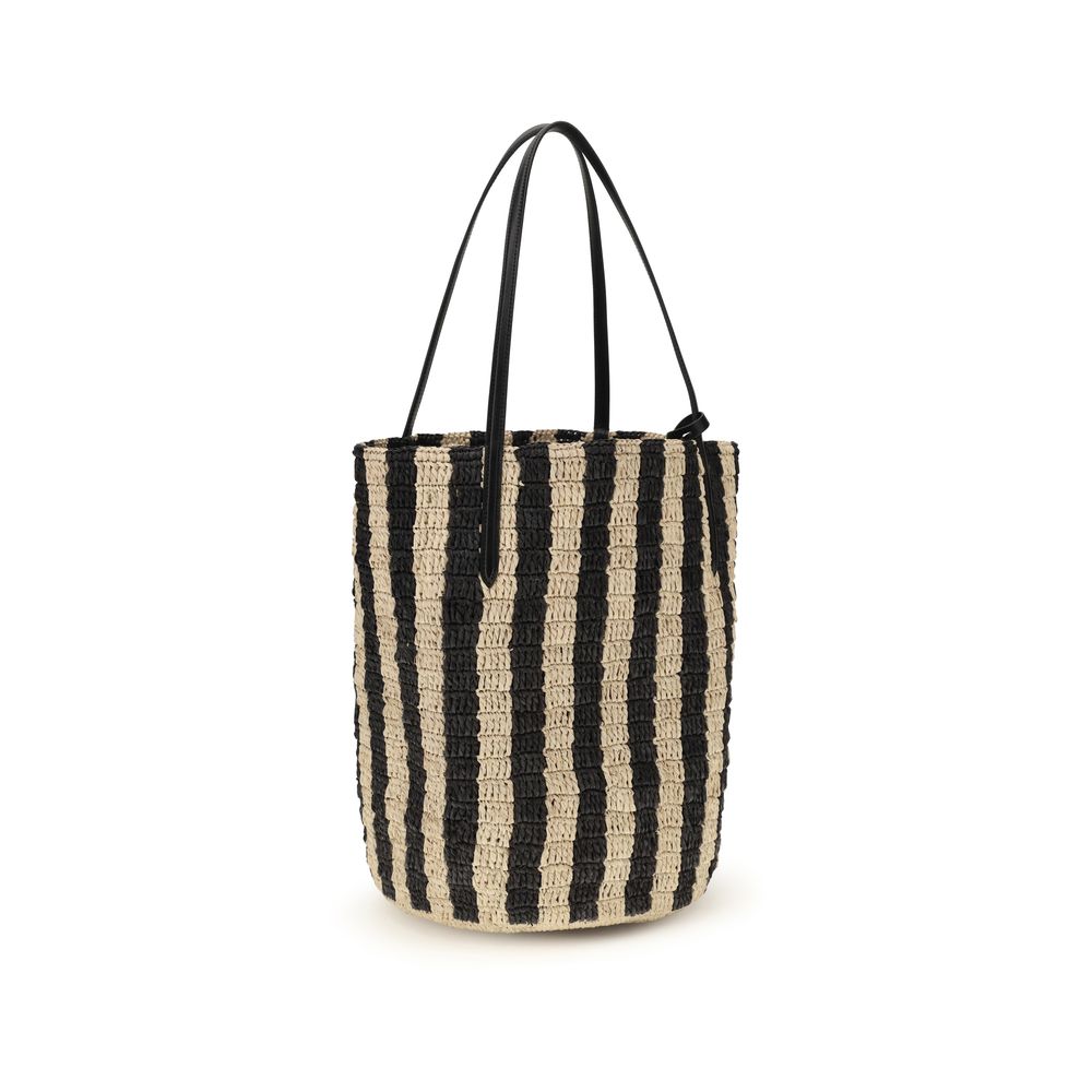 Valentino Garavani 100% Raffia bucket bag in black — view 3